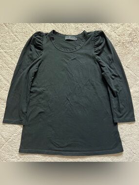 Pomander Place Tuckernuck Puff 3/4 Sleeve Cotton Top Preppy Minimalist Boxy Sz M